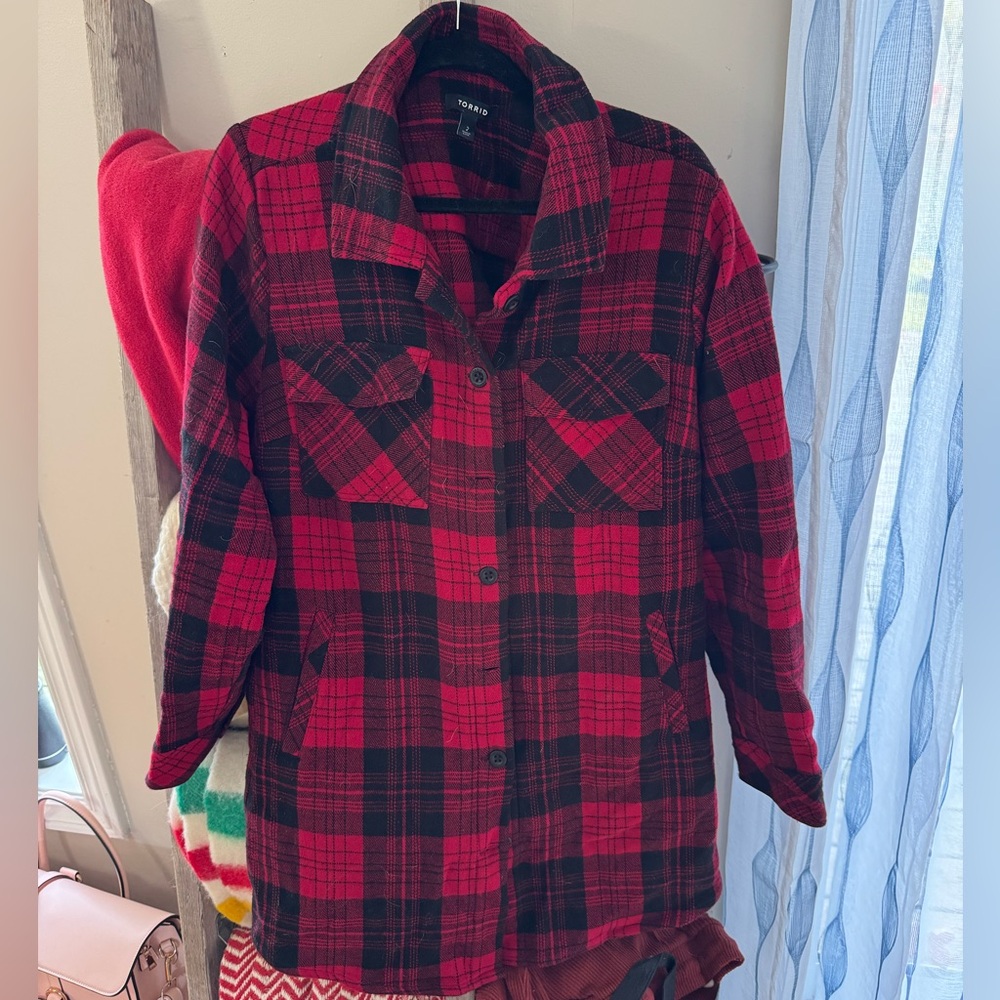 Red and Black Plaid Jacket Torrid